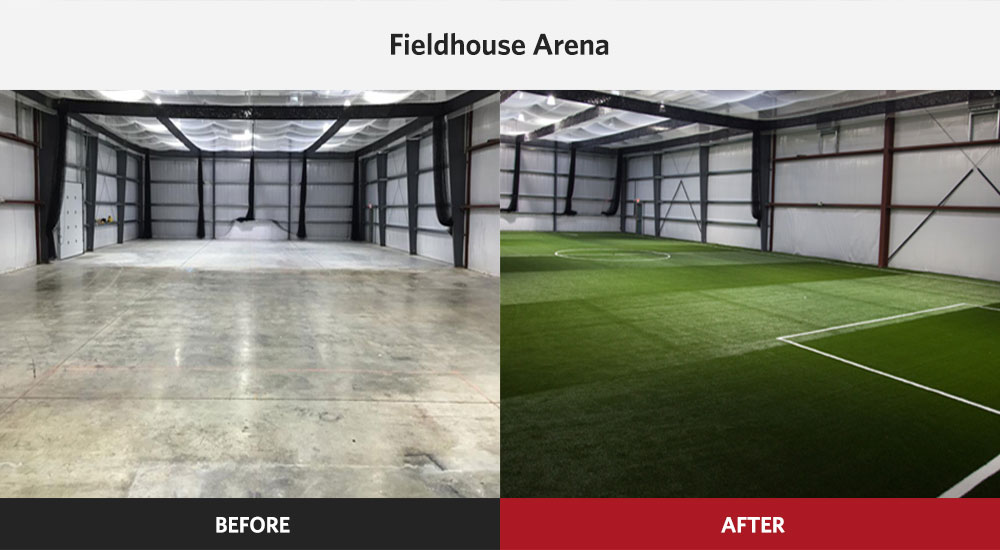 The Fieldhouse Arena Indoor Sports Complex before and after