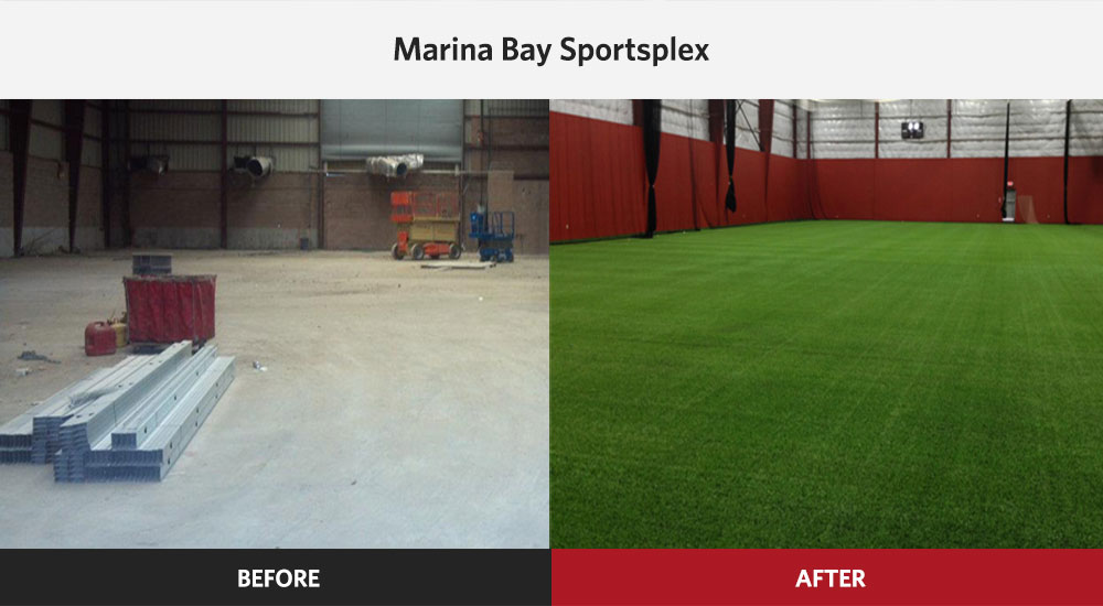 Marina Bay Sportsplex Multidport Facility before and after