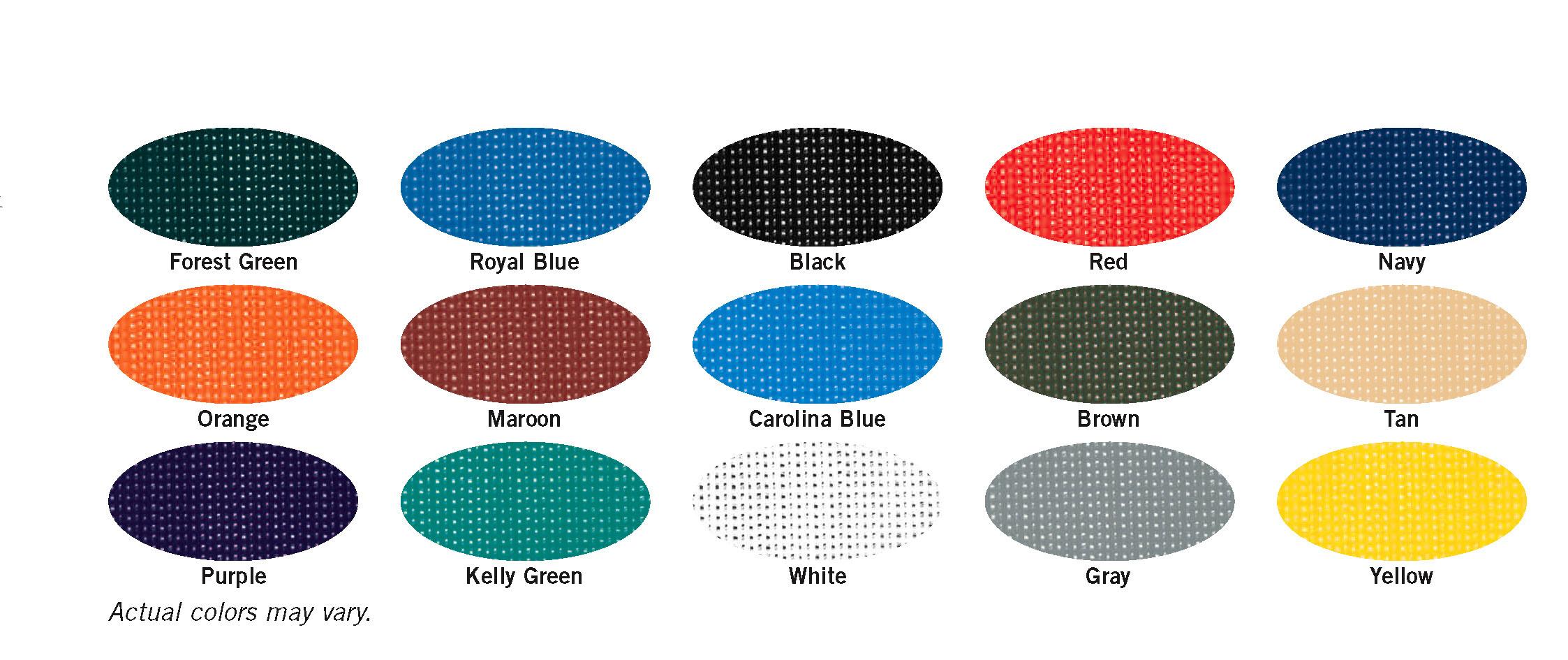 Standard Mesh Color Chart