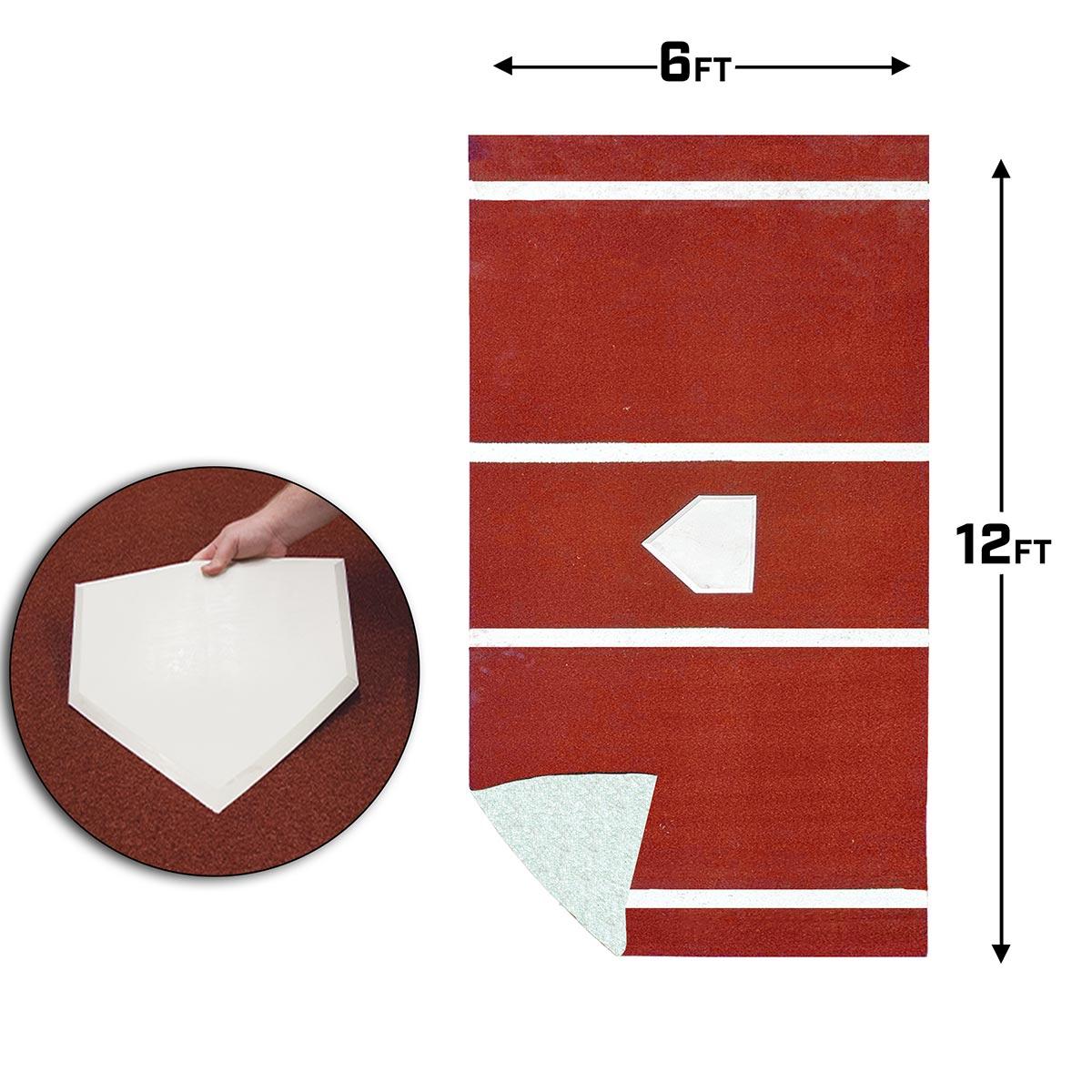 6 x 12 Clay Urethane Baseball or Softball Hitting Mat With Painted Plate