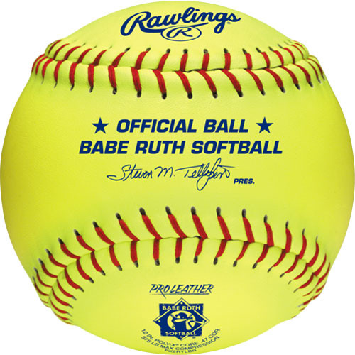 One Dozen 12" Rawlings Babe Ruth League Softballs